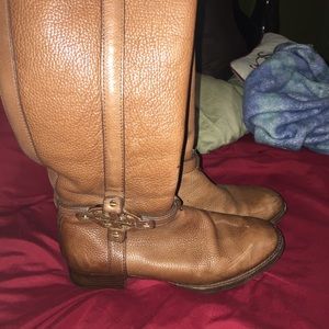 Tory Burch black leather gently used boots